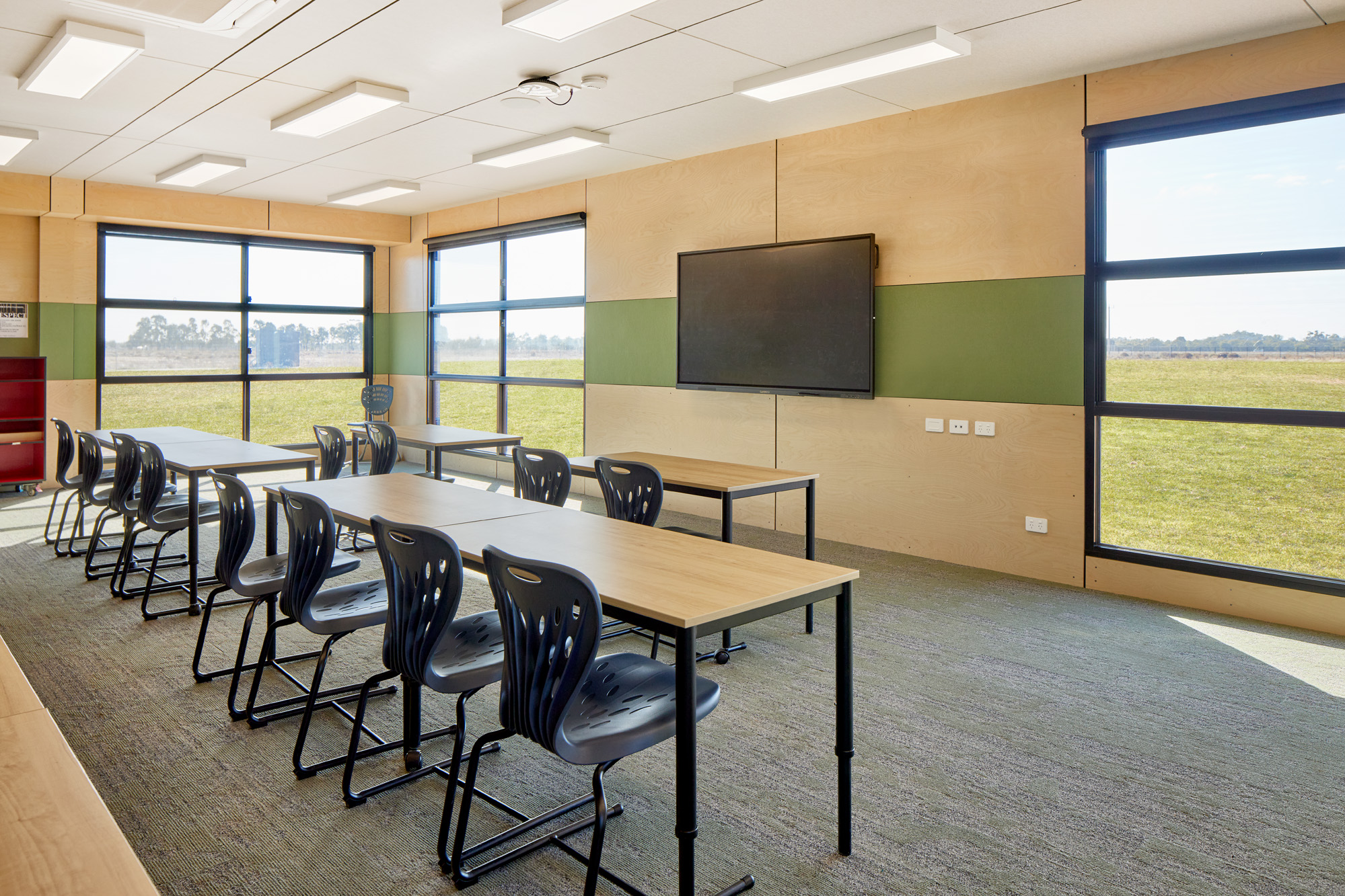 Inside a modular classroom