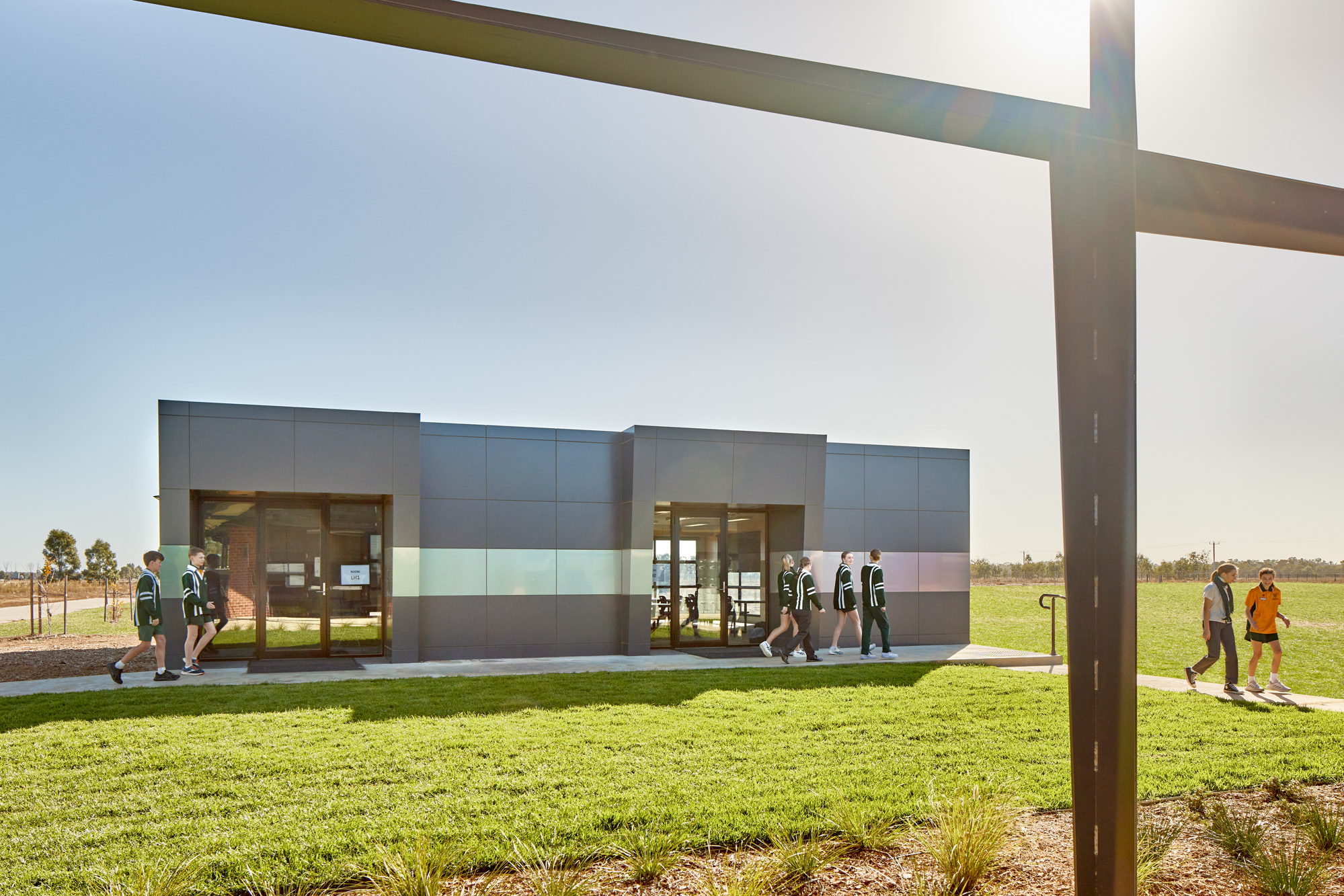 A modular classroom at a school